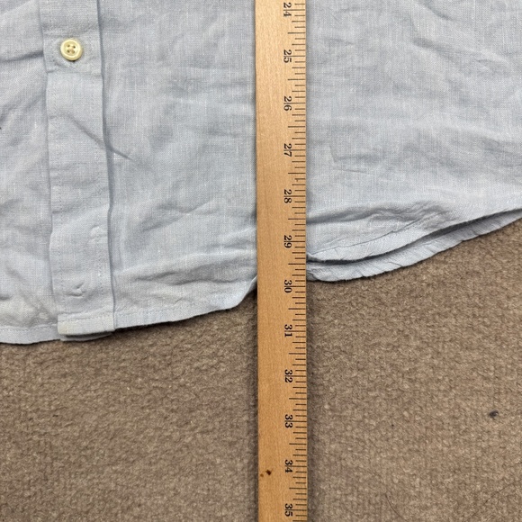 J. Crew Button Up Shirt Mens Size XL Blue Long Sleeve Linen - Picture 6 of 9